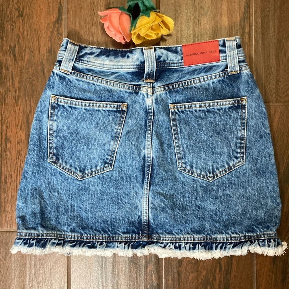 Alessandra Rich Denim High Rise Mini Skirt - Picture 2 of 8
